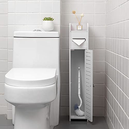 AOJEZOR Toilet Paper Holder Stand: Small Bathroom Storage Cabinet for Small Spaces,White - color: White