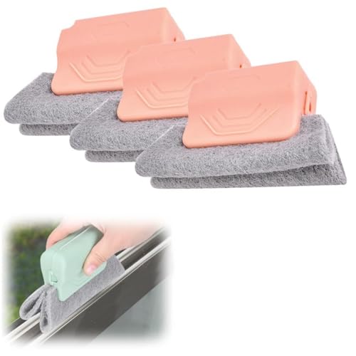 Magic Track Cleaner Groove Cleaning Brush Set Handheld Tool for Window Slides Gaps Tile Lines All Purpose (Pink) - color: Pink