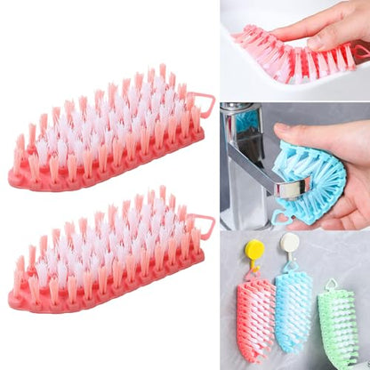 Bendable Scrub Brush, Deep Cleaning for Pool, Tub, Sink Non-Slip Grip, Sturdy Nylon Bristles,1 Pack-Pink
