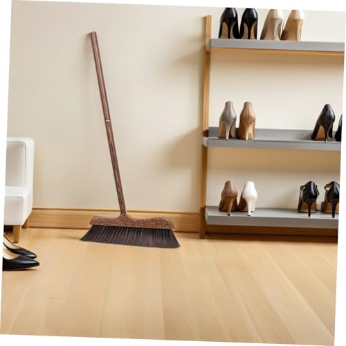 Garneck Wooden Patio Cleaning Broom with Long Handle Soft Bristles Floor Sweeper for Indoor and Outdoor Use Scratch Decking Scrub Brush for Courtyard and Garage Cleaning