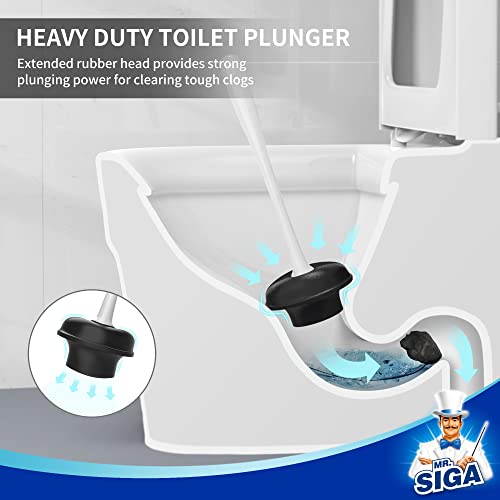 MR.SIGA Toilet Plunger and Bowl Brush Combo for Bathroom Cleaning, White, 2 Sets - color: White