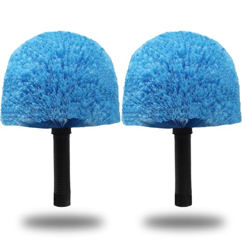 2 Pack Robust Cobweb Duster Head Brush – Superior Twist-On Web Cleaning Tool – Spider Web Remover Brush Compatible with Standard 3/4 Inch Threaded Poles for Outdoor & Indoor Use – Head Only (Blue) - color: Blue