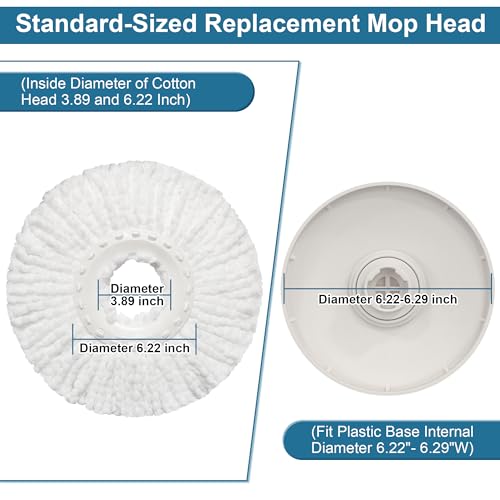 3 Pack Mop Heads Replacements, Compatible with FunClean Spin Mop & RinseWise Mop Bucket, Microfiber Spin Mop Head Refill Cleaning Supplie for Home Industrial and Commercial Use