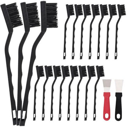 15 PCS Mini Nylon Brush Set，Masonry Brush Wire Bristle for Cleaning Welding Slag and Rust，Curved Handle Brush (Nylon, 15) - style: Nylon