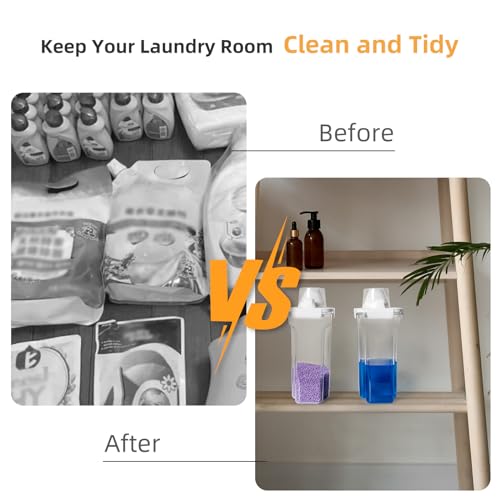 G2 GO2GETHER Laundry Detergent Container,2Pack -95oz Laundry Detergent Dispenser with 5 labels for Laundry Room, Laundry Scent Beads, Powder,Bleach,Soap,Fabric Softener Storage and Organization. - style: 95OZ