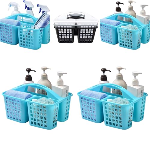 Portable Shower Caddy Basket,Convenient Cleaning Supplies Organizer with Compartments and Handle,Ideal for Bathroom, Bedroom, Kitchen, College Dorm,Garden,etc.Blue-2 Pcs - color: BlueP2