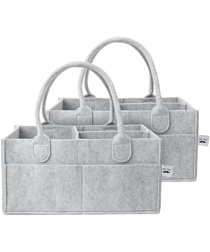 Mr. Pen- Baby Diaper Caddy Organizer, 2 Pack, Gray | Nursery Storage Bin and Car Organizer for Diapers and Baby Wipes - color: Gray, size: 2 Pack, Regular