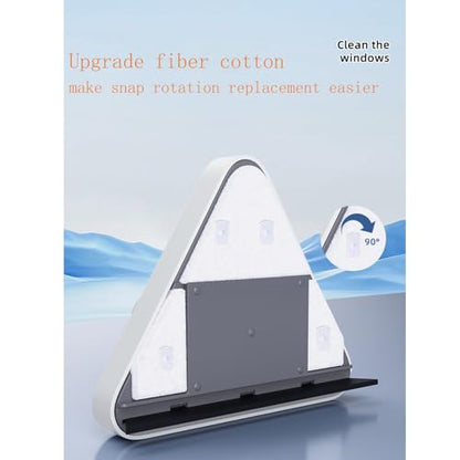 Windshield Magnetic Car Window Cleaner,Magnetic Windshield Cleaner Tool, Double-Sided Window Cleaner Glass Wiper, Triangle Shape, White(Glass 3-10mm)