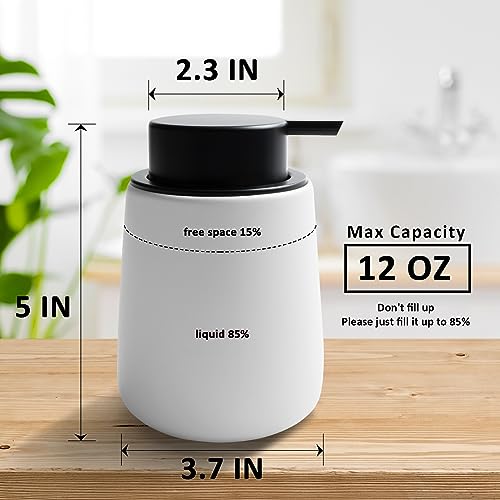 Soap Dispenser Ceramic with Easy-to-Press Pump Hand Lotion Liquid Dispenser for Shampoo Bathroom Kitchen 12 oz Blackwhite - color: Liquid-blackwhite