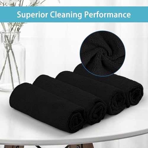 HOMEXCEL Microfiber Cleaning Cloth, Premium Microfiber Towels for Cars, Lint Free, Scratch-Free, Highly Absorbent, Reusable Cleaning Rags for Car, Household, Kitchen, Window(Black,5) - color: Black