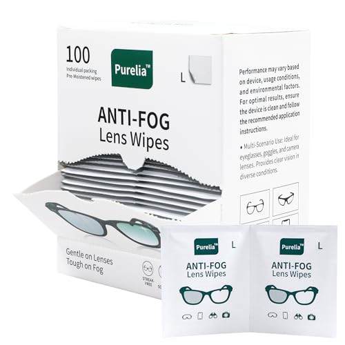 Anti-Fog Lens Wipes (12x12cm) – Larger Size, 100-Count, Individually Wrapped, Pre-Moistened Cleaning Sheets for Glasses, Goggles & Screens, No-Residue, Streak-Free Fog Prevention