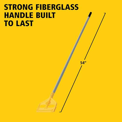Rubbermaid Commercial Products Invader 54" Heavy Duty Fiberglass Wet Mop Handle, Yellow, for Professional/Industrial Floor Cleaning, Compatible with 1" Headband Mops