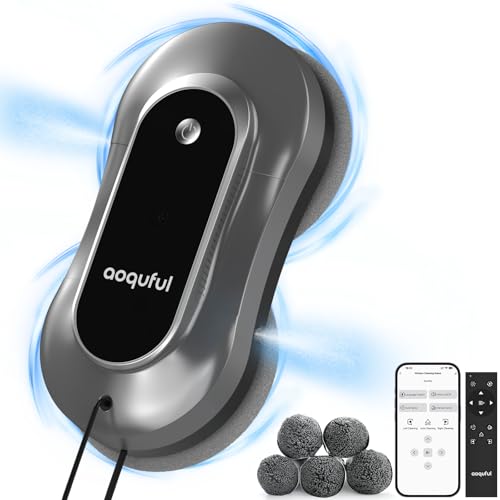 Intelligent Window Cleaning Robot - Electric Window Cleaner with Dual Water Spray, Remote & App Control, Suitable for Interior & Exterior Windows, Includes 12 Cloths, Sliver Grey - color: Sliver Grey