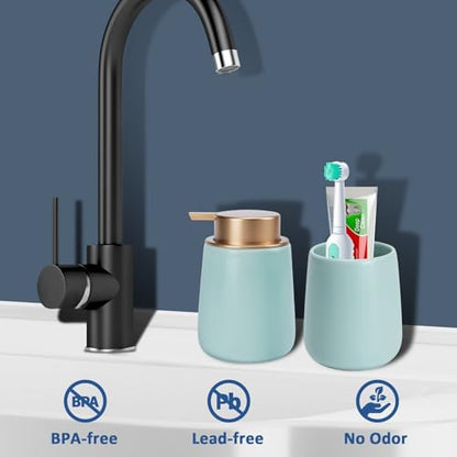 Soap Foaming Dispenser Ceramic with Easy-to-Press Pump Hand Foam Dispenser for Shampoo Bathroom Kitchen 12 oz - color: Foam-cyanmattlegold