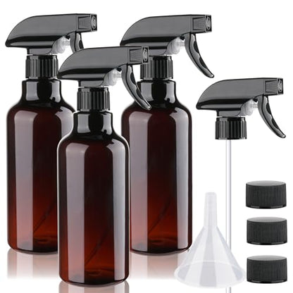 3 Pack Plastic Spray Bottles Empty Spray Bottle 10oz/300ml Heavy Duty Spraying Bottles Mist/Stream Water Bottle for Cleaning Solutions, Essential Oils, Hair (Amber) - color: Amber
