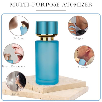 2pcs 50ml Glass Spray Bottle for Perfume,Refillable Travel Perfume Atomizer Bottles,Blue Portable Cologne Atomizer Empty Bottle.(Blue*2) - color: Blue*2