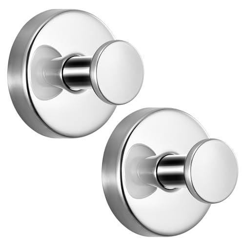 Suction Cup Hooks for Shower No-Drill Bathroom Hooks for Towels, Robes, Loofah Mountable on Bathroom Walls, Kitchen, Glass, Mirrors, Tile and Smooth,Non-Porous Surfaces (2, Chrome Polished) - color: Chrome Polished