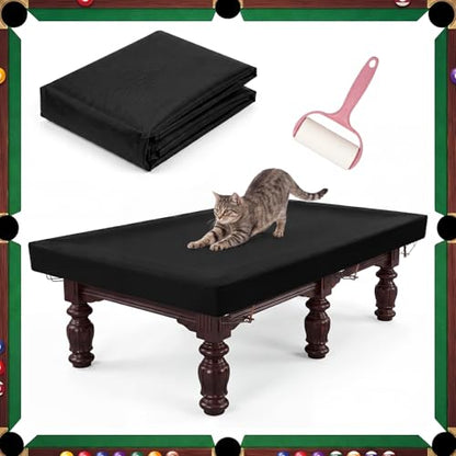 Outus 8 ft Billiard Pool Table Cover Waterproof Oxford Cloth Table Cover with Sticky Lint Roller Rain Dust Sun Protection Furniture Guard for Game Room Snooker Patio Outdoor Indoor Use