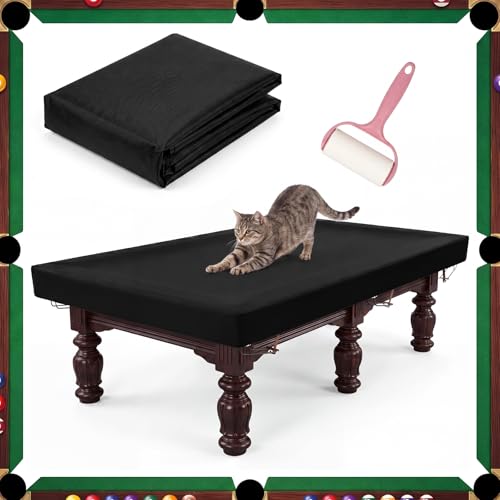Outus 8 ft Billiard Pool Table Cover Waterproof Oxford Cloth Table Cover with Sticky Lint Roller Rain Dust Sun Protection Furniture Guard for Game Room Snooker Patio Outdoor Indoor Use