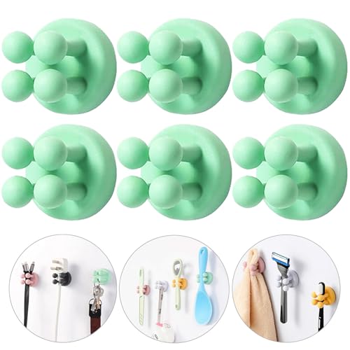 iBetterLife Tooth Brush Holder for Bathroom - 6Pcs Silicone Toothbrush Razor Holder for Shower Wall Mounted Self Adhesive Cute Storage Hook for Kids Hanging Loofah Towel for Kitchen Living Room Office - color: Green, Razor Holder for Shower Wall