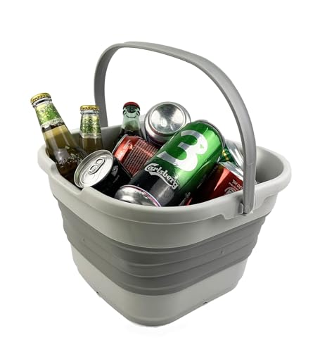 SAMMART 9.5L (2.5 Gallon) Collapsible Rectangular Handy Basket/Bucket (Grey) - color: Gray