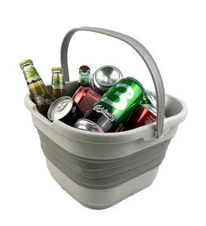 SAMMART 9.5L (2.5 Gallon) Collapsible Rectangular Handy Basket/Bucket (Grey) - color: Gray