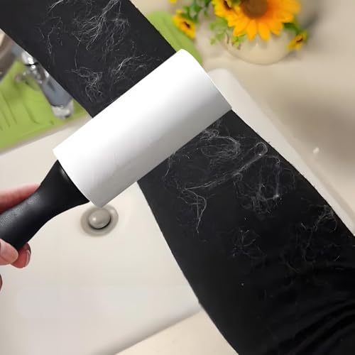 One Black Adhesive Bristle Roller Brush, Removable Paper, Used for Brushing Floors, Sweeping Dust, Removing Hair, Cleaning Rooms, with Four Brush Cartridges - color: Black
