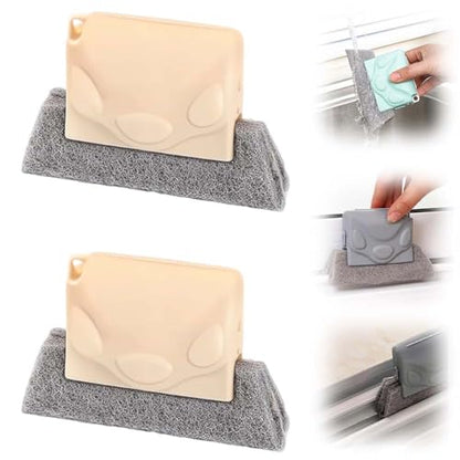 Magic Window Track Cleaner, 2025 Upgraded Window Groove Cleaning Brush Tools Set, Hand-held Window Track Cleaner Brushes Tools, Sliding Track Cleaner for Sliding Door, Sill, Tile Lines (2 PCS Beige) - color: 2 Pcs Beige