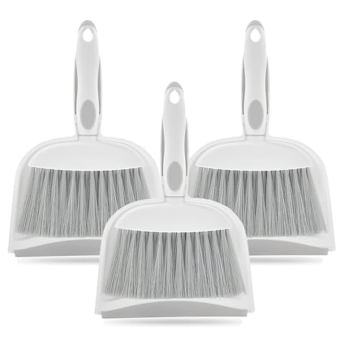 Dust pan, Mini Dustpan and Brush Set, Small Broom and Dustpan Set, Small Hand Broom and dust pan Set, Whisk Broom, Dust pan and Brush for Desk, Table, Home, Kitchen Necessities (Gray 3 pcs) - size: 3pcs