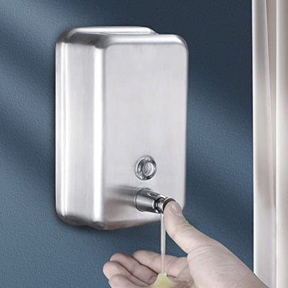 Commercial Wall Mount Stainless Steel Soap Dispenser, Corrosion Proof Lining Liquid Hand Sanitizer Dispenser Bathroom 1100ml / 37oz. (Vertical) - size: Vertical