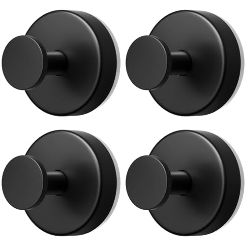 Suction Cup Hooks for Shower, No Drill Towel Holder for Bath Robe, Loofahs, No Adhesive, Shower Hooks Removable for Bathroom Wall, Mirror, Tile, Window Glass, Non-Porous Surfaces, 4 Packs-Black - color: Black, size: 4pc