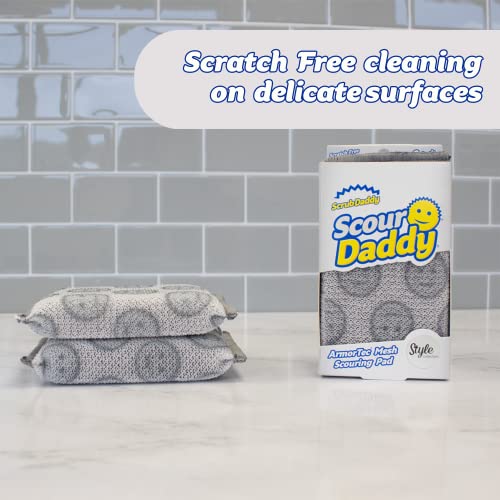 Scrub Daddy Scour Daddy Style, Scourers Non Scratch Scrubbing Sponge, Scouring Pads, Kitchen Sponges for Dishes, Dishwashing Pan Scrubber, Cleaning Supplies, Dish Sponges for Washing up, Pack of 2 - size: 2 Count (Pack of 1)