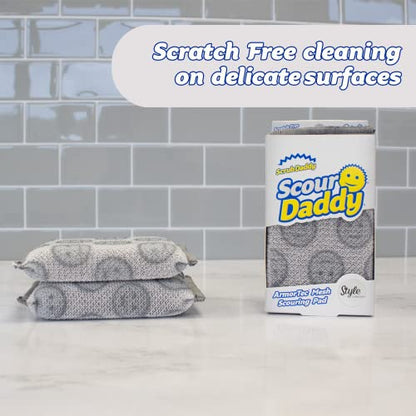 Scrub Daddy Scour Daddy Style, Scourers Non Scratch Scrubbing Sponge, Scouring Pads, Kitchen Sponges for Dishes, Dishwashing Pan Scrubber, Cleaning Supplies, Dish Sponges for Washing up, Pack of 2 - size: 2 Count (Pack of 1)