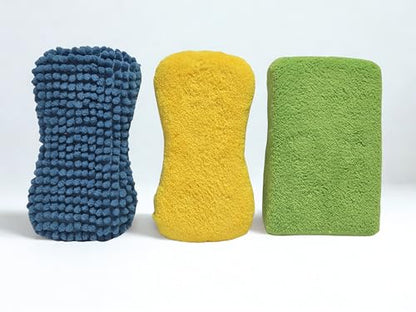 Large Microfiber Car Wash Sponge,2 Pack-Non-Scratch Reusable Heavy Duty Cleaning Pad for Cars,Trucks & SUVs.Also Ideal for Kitchen,Dishes & Household Cleaning.