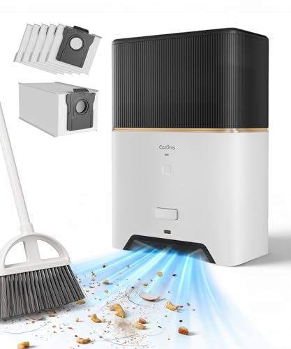 Touchless Vacuum Automatic Dustpan, Bagged Design with Replaceable Dust Bags, Up to 3-Month No Cleaning, 26,000Pa Powerful Suction, One-Touch Auto & Manual Mode for Pet Hair Kitchen & Salon - color: White