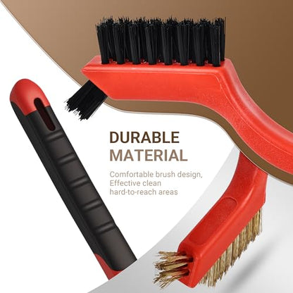 6 Pieces Wire Brushes Set, Nylon/Brass/Stainless Steel Bristles for Cleaning Welding Slag and Rust,Scratch Brush with Mini Head & Hanging Hole for Everyday Cleaning (6, Combo Pack) - color: combo pack