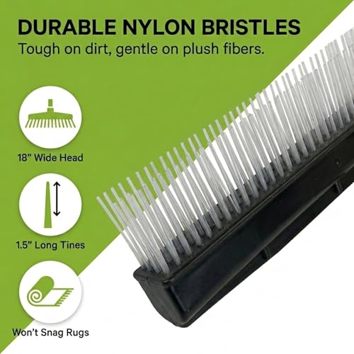 Room Groom Carpet Rake and Groomer with Telescoping 54 Inch Adjustable Handle, Portable Design, Carpet Brush Ideal for Pet Hair, Refreshing High Pile Carpets, Rugs, and Artificial Turf - style: Original