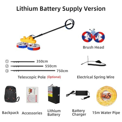 Solar Panel Cleaning Brush and Pole, 18 FT Water Fed Pole Window Cleaning System, Solar Cleaning Kit, Automatic Solar Panel Brush, Telescopic Window Washing Equipment, with Lithium Battery - color: 18ft-battery