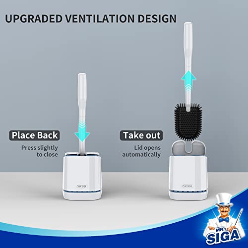 MR.SIGA Toilet Bowl Brush and Holder, Durable and Flexible Bristles, Wall Mounted Toilet Brush for Bathroom Cleaning, White, 1 Pack - color: White, size: 4.8"L x 3.1"W x 15.7"H
