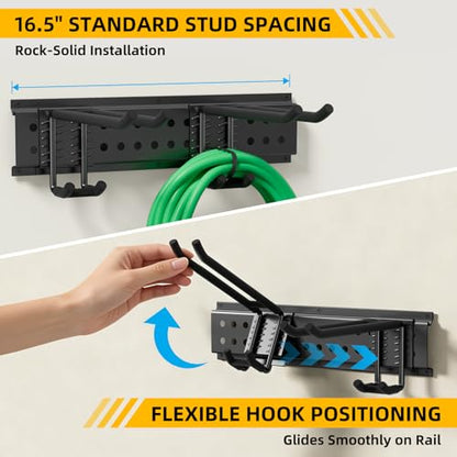 GRENPRO Garage Tool Organizer Wall Mount with 66 inches Rails and 10 Hooks, Heavy Duty Tool Rack, Garage Storage Rack For Yard Tools - size: 66 inch
