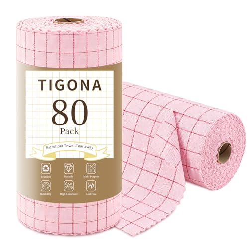 Microfiber Cleaning Cloth Roll,80 Pack Cleaning Towels,Lint Free Rags Paper Towels & Tear Away Reusable Towels,Washable Shop Rags Floral Wipe Cloth,Wash Cloths Dish Rags for Car Kitchen Window - color: Plaid Floral-pink