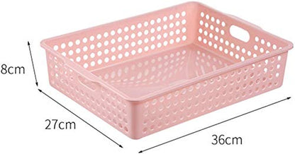 Lawei 8 Pack Plastic Storage Baskets - Colorful Paper Organizer Baskets Plastic Shelf Bins with Handles, Classroom Office File Holder for Home Office School