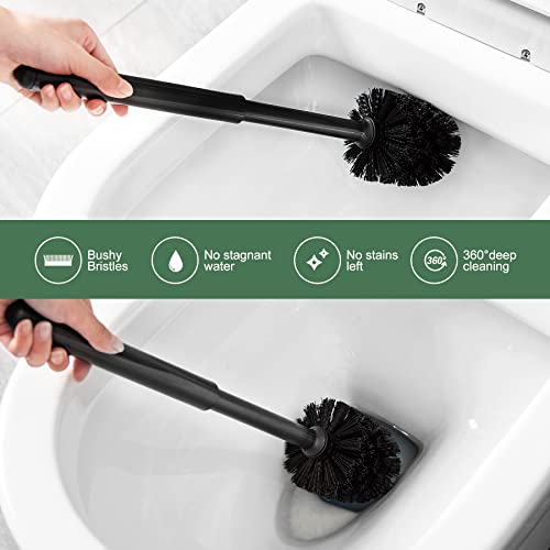 Eyliden Toilet Plunger and Brush Set, 2-in-1 Compact Holder | Unclogs Toilets, Deep Cleans Bowls, Nylon Bristles, Rubber Cup, Durable Plastic Caddy, Space-Saver, Bathroom Cleaning Tools - color: Black