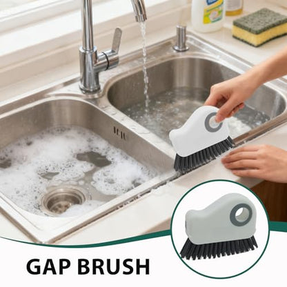 2-in-1 Window Groove Cleaning Brush, Handheld Crevice Cleaner Tool with Dustpan, Sliding Door Track Cleaning Brushes for Keyboard Blind Gap Corner Detail Sweeper Space