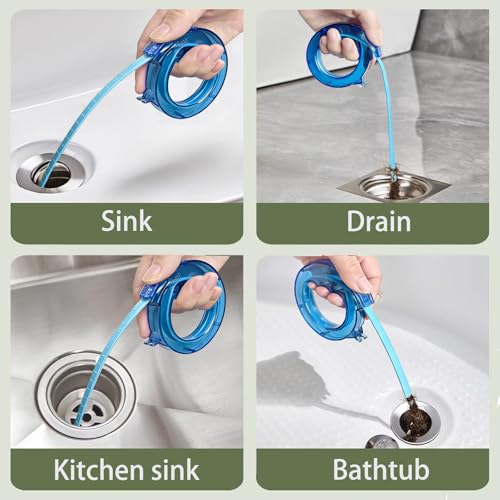 2-in-1 Drain Cleaning Tool Kit, 35" Flexible Plumbing Snake Grabber Tool with Strong 4-Claw & Drain Weasel Hair Remover