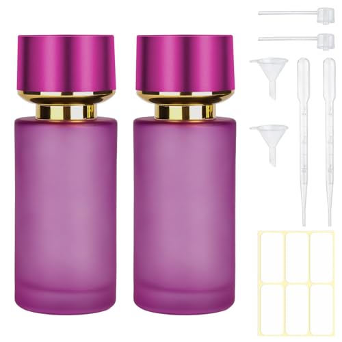 2pcs 50ml Glass Spray Bottle for Perfume,Refillable Travel Perfume Atomizer Bottles,Purple Portable Cologne Atomizer Empty Bottle.(Purple*2) - color: Purple*2