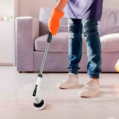 7-in-1 Electric Bathroom Scrubbing Brush, 2500 mAh. Pack of 12 Telescopic Bathtub Scrubber with Long Handle. Electric Bathtub Scrubber. Portable Power Brush for Cleaning Bathroom, Kitchen, Car - size: 12 Pack
