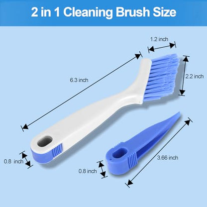 Asltw Small Scrub Brush Set, 6 pcs Cleaning Brush for Window Tracks, Grout, Corners and Crevices, Angled Bristles for Deep Cleaning, Multi Purpose Detail Brush for Kitchen and Bathroom (Silvery white)