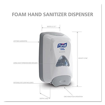 PURELL FMX-12 Push-Style Hand Sanitizer Foam Dispenser, Dove Grey, for 1200 mL PURELL FMX-12 Hand Sanitizer Foam Refill (Pack of 1) - 5120-06 - size: 1 Count (Pack of 1)