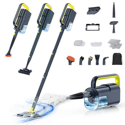 10-in-1 Steam Mop with Detachable Handheld Steamer,350ml Tank, 10s Heat-Up, 248°F Steam Cleaner, 2-Level Control and Swivel Head for Floor,Carpet,Tiles, BBQ grill,Car Accessories Dark Grey - color: Dark Grey